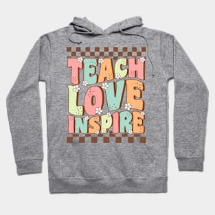 Groovy Teach Love Inspire Teacher Back to School Gift Hoodie